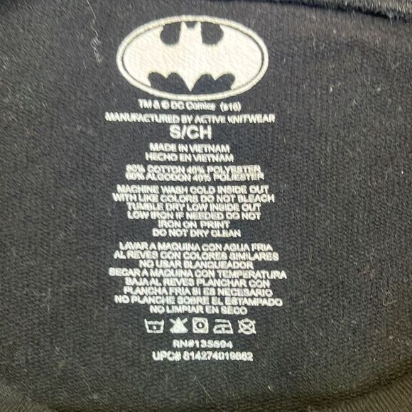 DC Batman Small Black Yellow Batman Large Logo Bejeweled Sweatshirt Crewneck - Picture 5 of 7